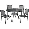 Global Industrial Mesh Table and Chair Set, 48in Round, 4 Armchairs, Black 695971